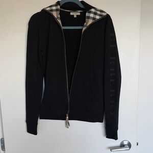 Burberry Black Hoodie with Check Accents